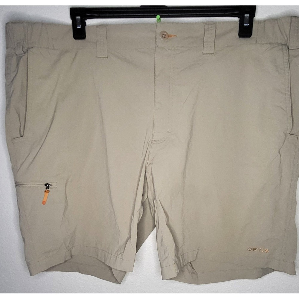 Orvis Mens XXL Khaki Tan Performance Utility Hiking Shorts Preppy and Coastal.